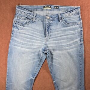 Reclaim Mens Regular Straight Leg Jeans Light Wash Blue Denim 34x34 Stretch